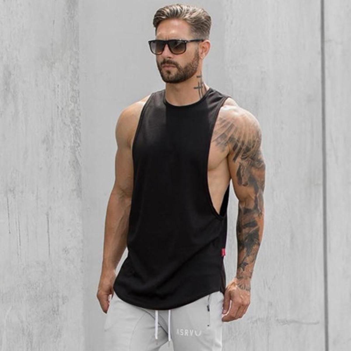 Camiseta tirantes muscle gym bodybuilding negro