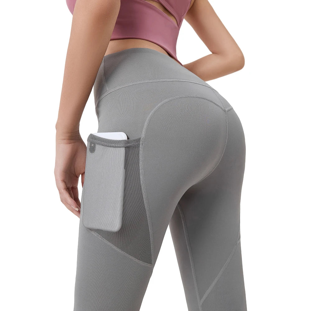 Leggings de yoga sin costuras cintura alta, con bolsillo lateral