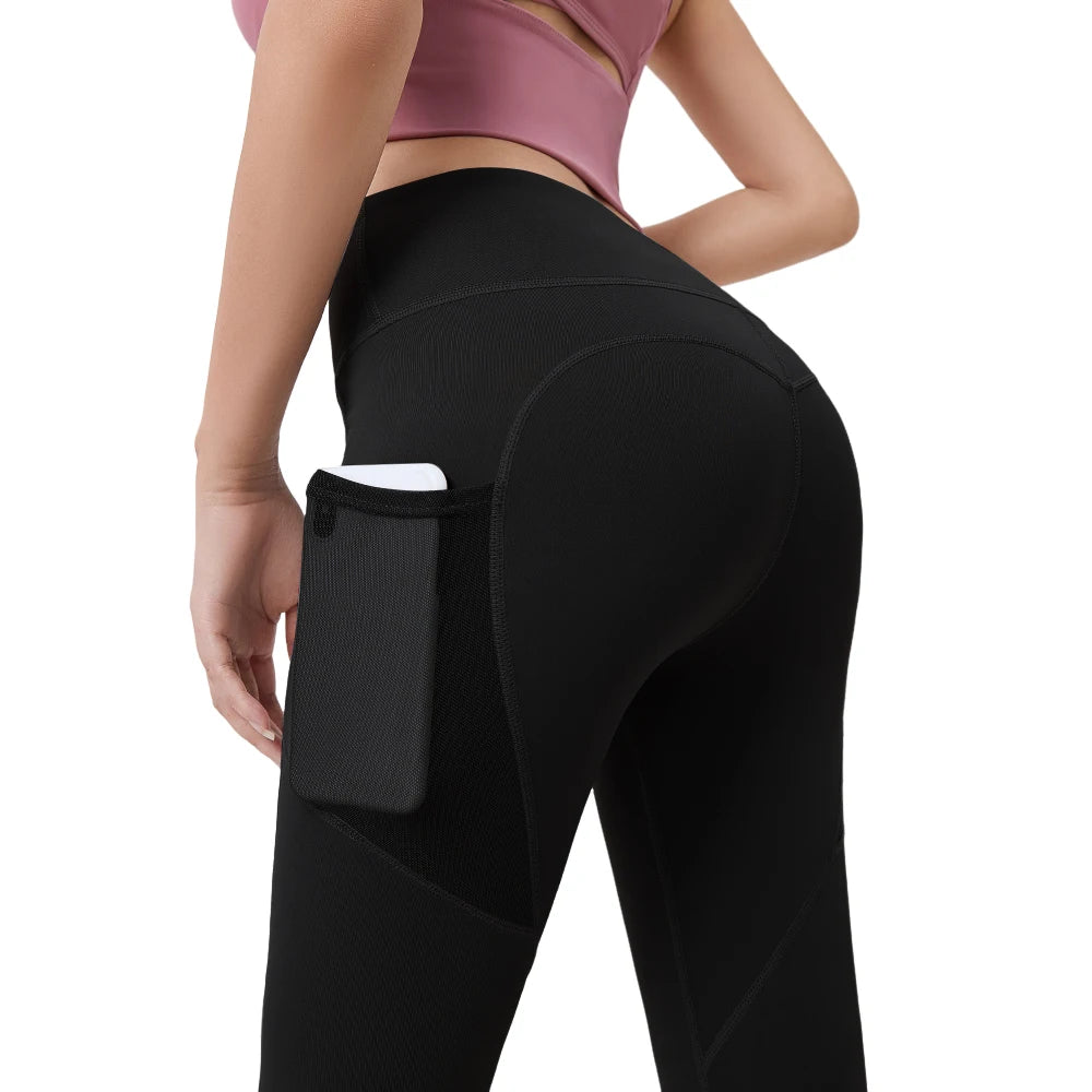 Leggings de yoga sin costuras cintura alta, con bolsillo lateral