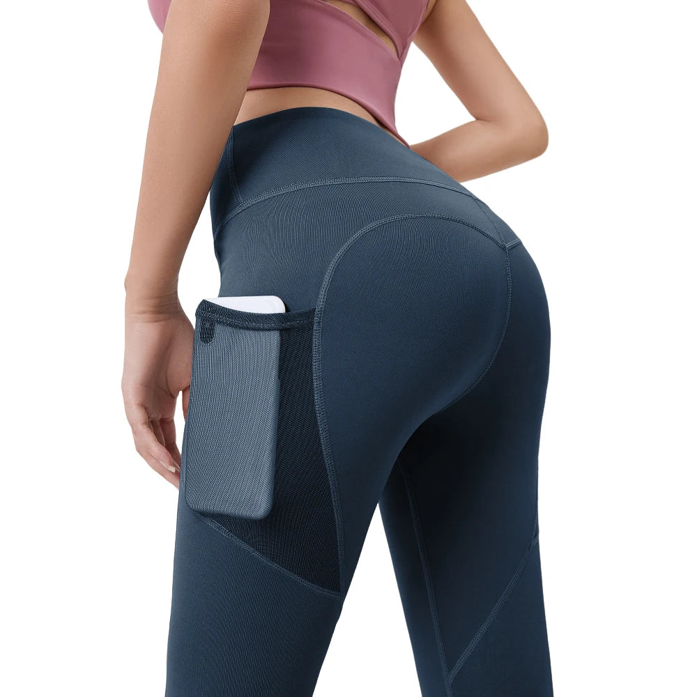 Leggings de yoga sin costuras cintura alta, con bolsillo lateral