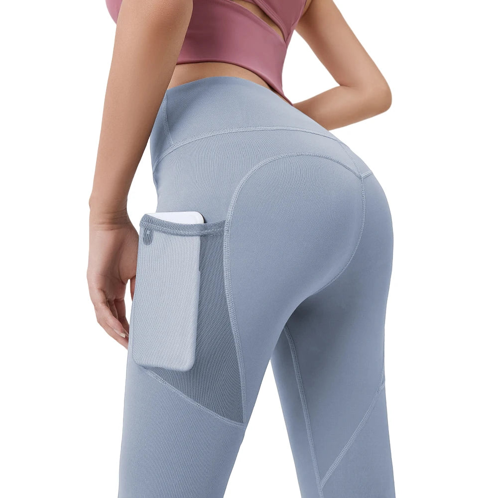 Leggings de yoga sin costuras cintura alta, con bolsillo lateral