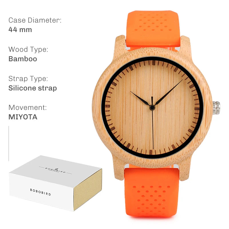 Reloj de madera BOBO BIRD unisex, artesanal