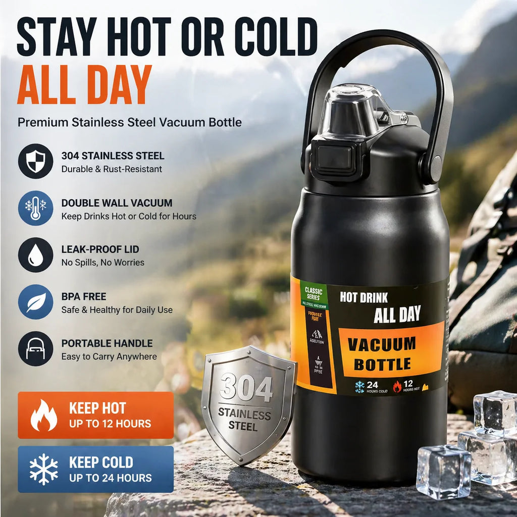 Termo de acero inoxidable 304 con pajita, mantiene frio o caliente
