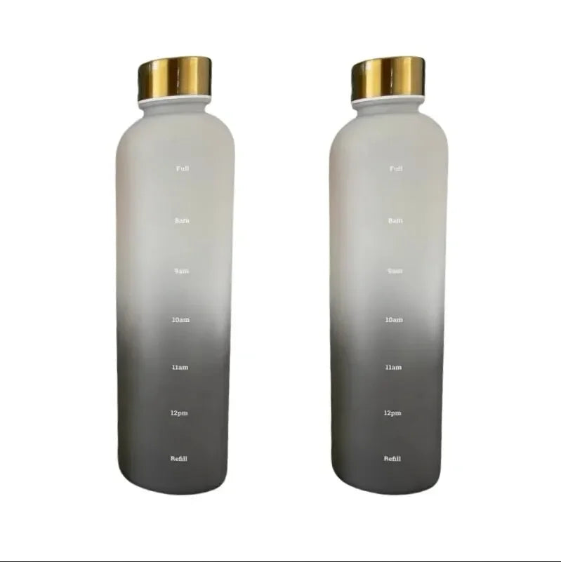 Botella deportiva 1000ml con marcador de tiempo, antigoteo