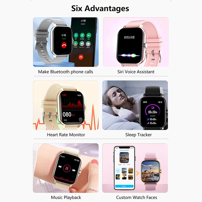 Smartwatch deportivo 1.83'' con monitor de salud, resistente al agua