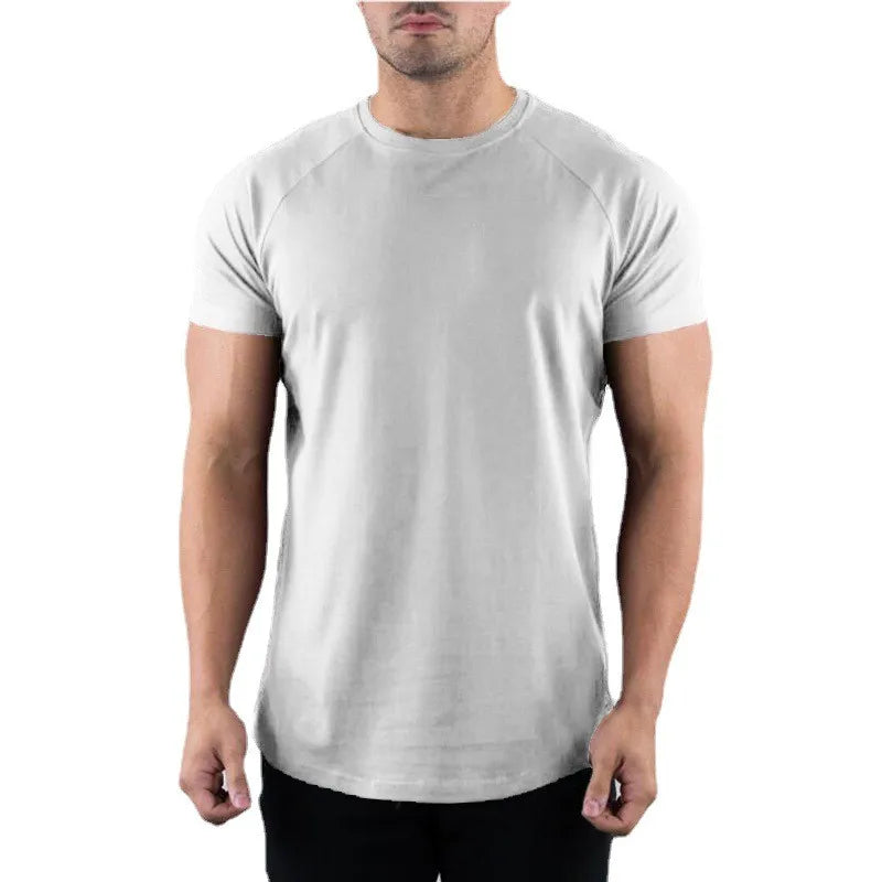 Camiseta de gimnasio básica, cuello redondo, ajustada