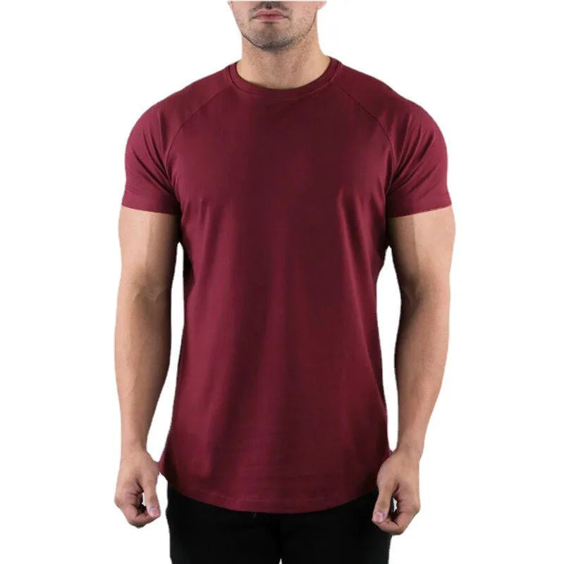 Camiseta de gimnasio básica, cuello redondo, ajustada