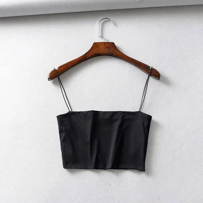 Crop top de tirantes elástico de algodón, verano