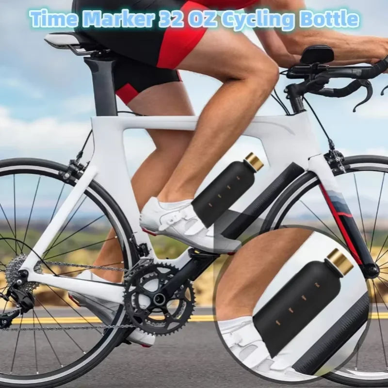 Botella deportiva 1000ml con marcador de tiempo, antigoteo