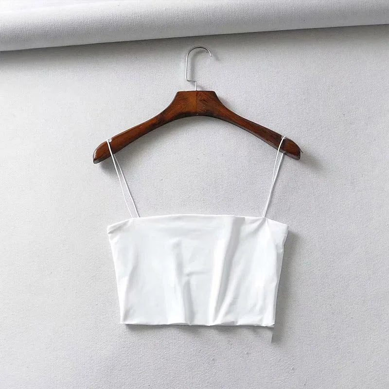 Crop top de tirantes elástico de algodón, verano