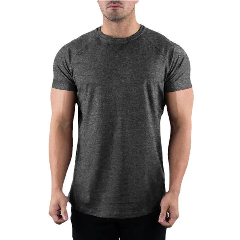 Camiseta de gimnasio básica, cuello redondo, ajustada