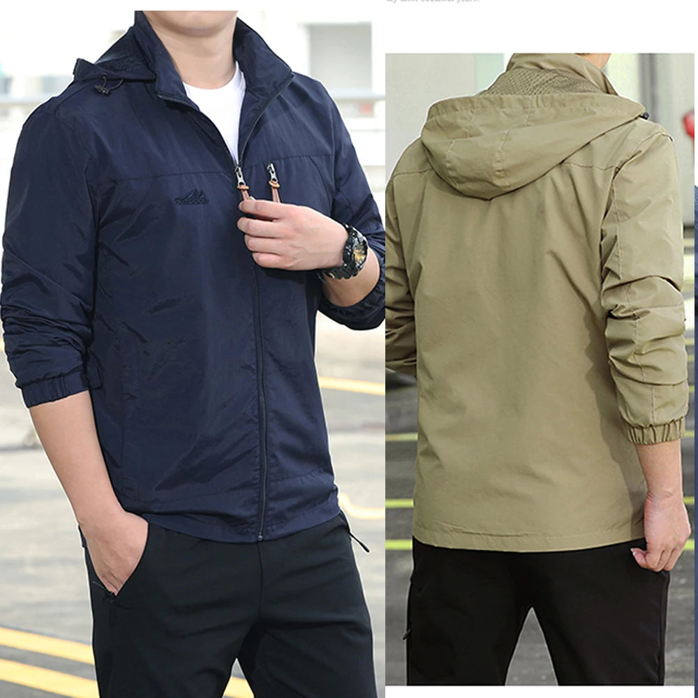 Chaqueta cortavientos táctica para hombre, impermeable