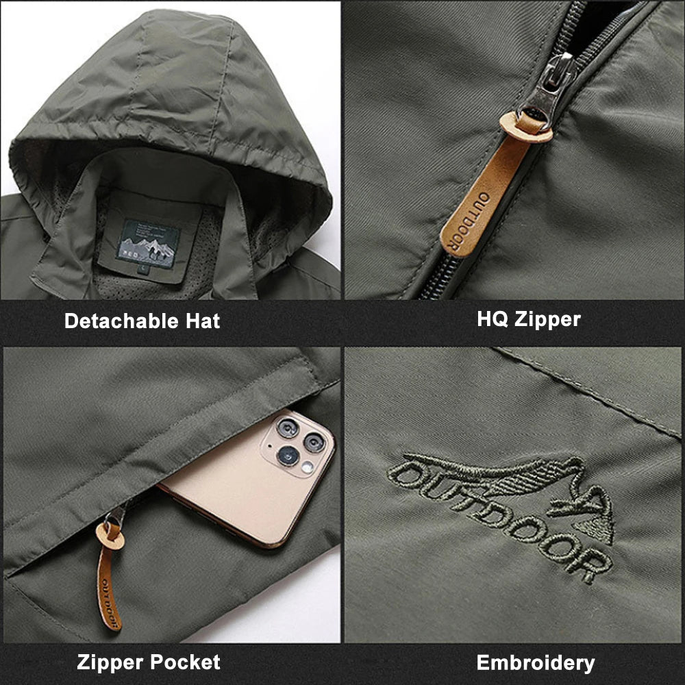 Chaqueta cortavientos táctica para hombre, impermeable