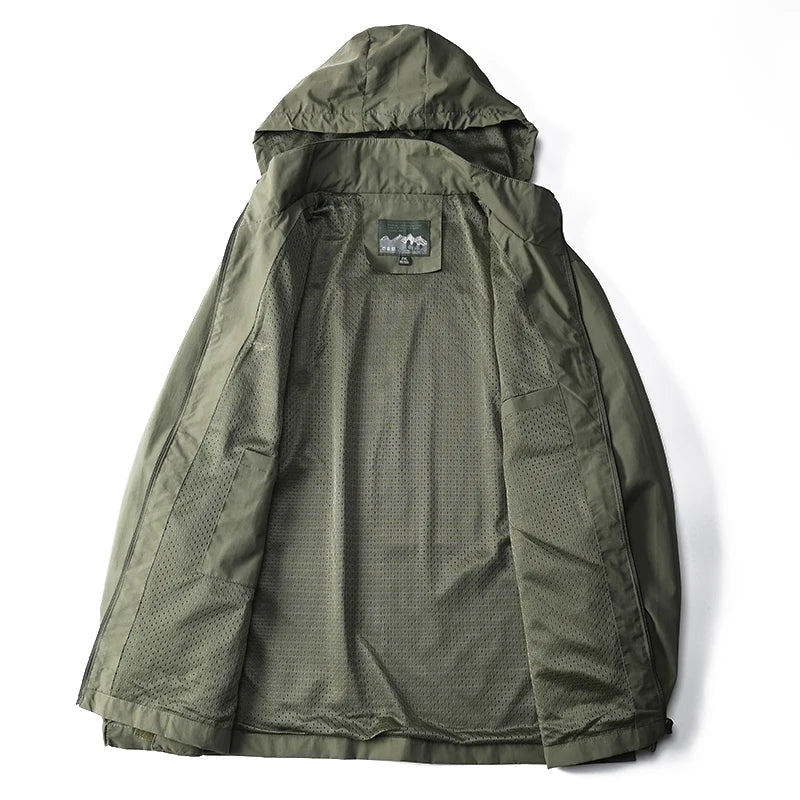 Chaqueta cortavientos táctica para hombre, impermeable