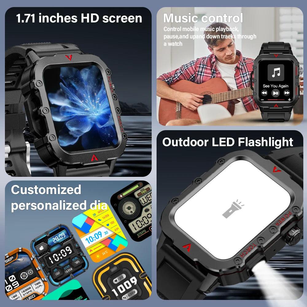 Smartwatch LAXASFIT con linterna LED, deportivo