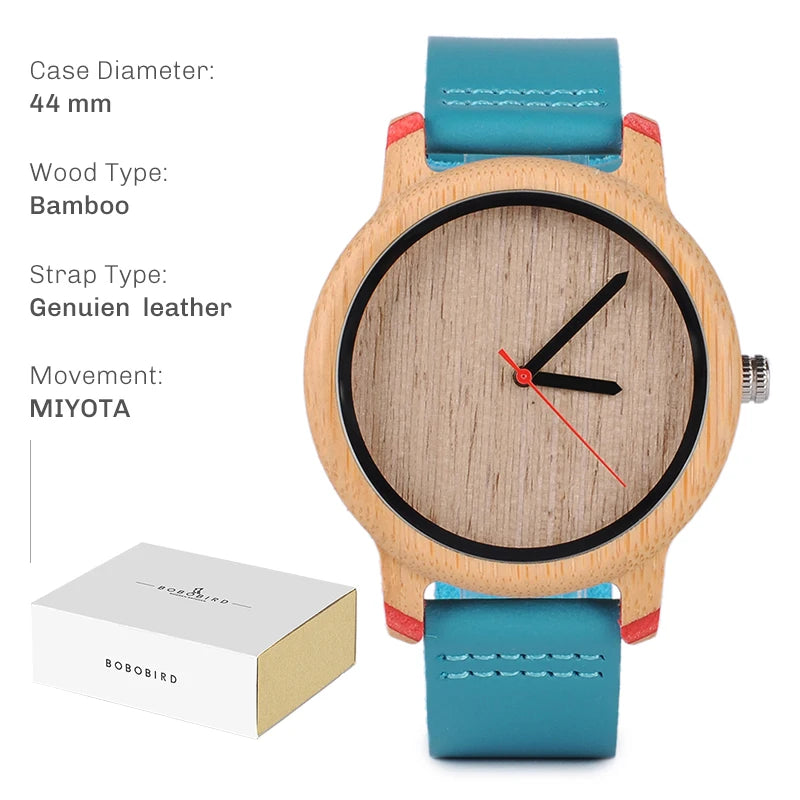 Reloj de madera BOBO BIRD unisex, artesanal