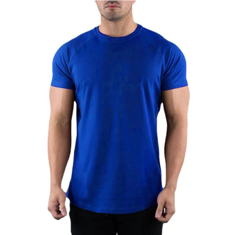 Camiseta de gimnasio básica, cuello redondo, ajustada