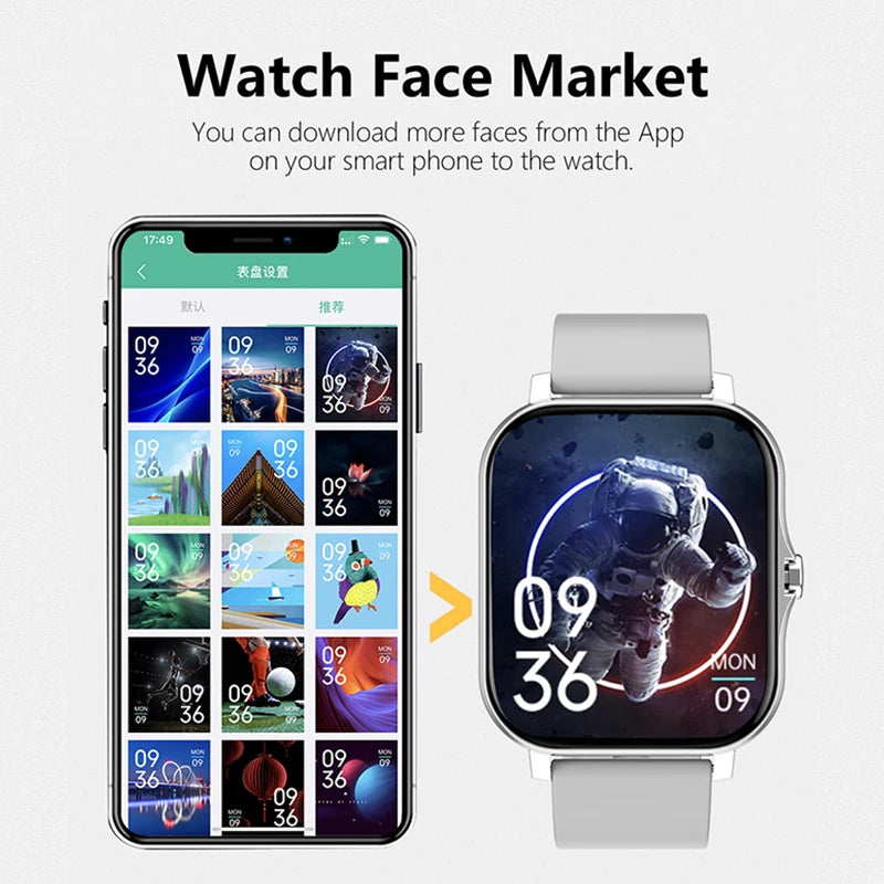 Smartwatch deportivo 1.83'' con monitor de salud, resistente al agua