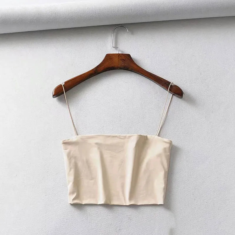 Crop top de tirantes elástico de algodón, verano