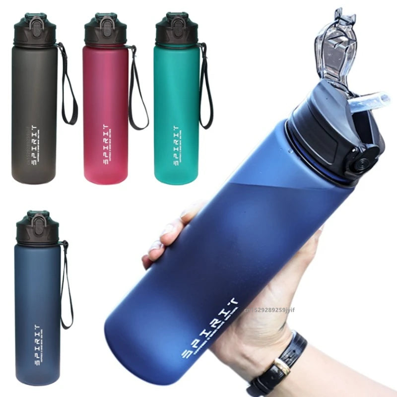 Botella de agua 750ml con pajita y marcador de tiempo