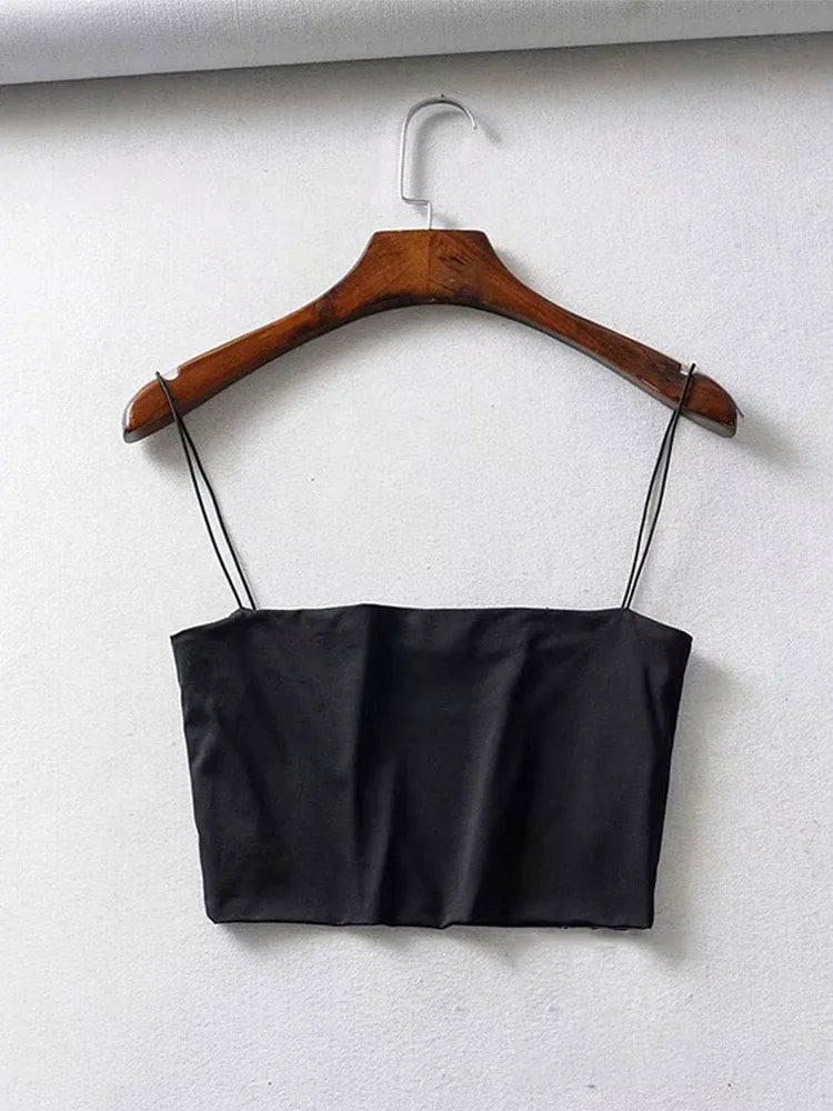 Crop top de tirantes elástico de algodón, verano