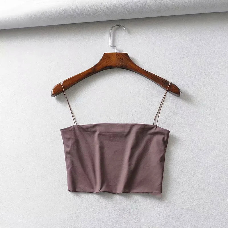 Crop top de tirantes elástico de algodón, verano