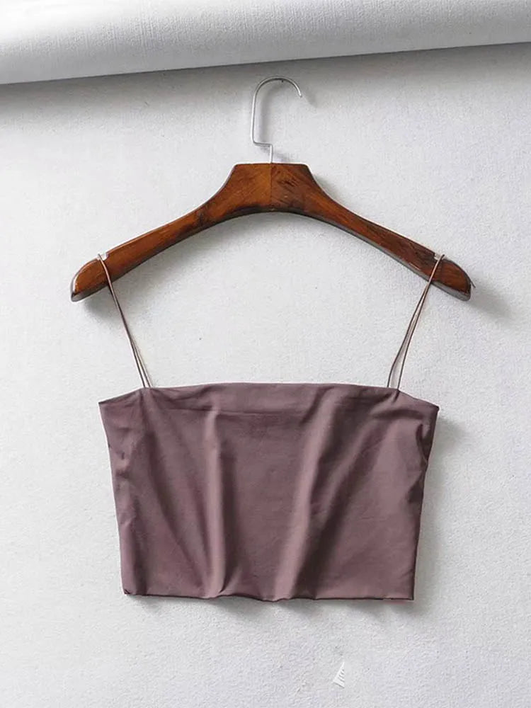 Crop top de tirantes elástico de algodón, verano
